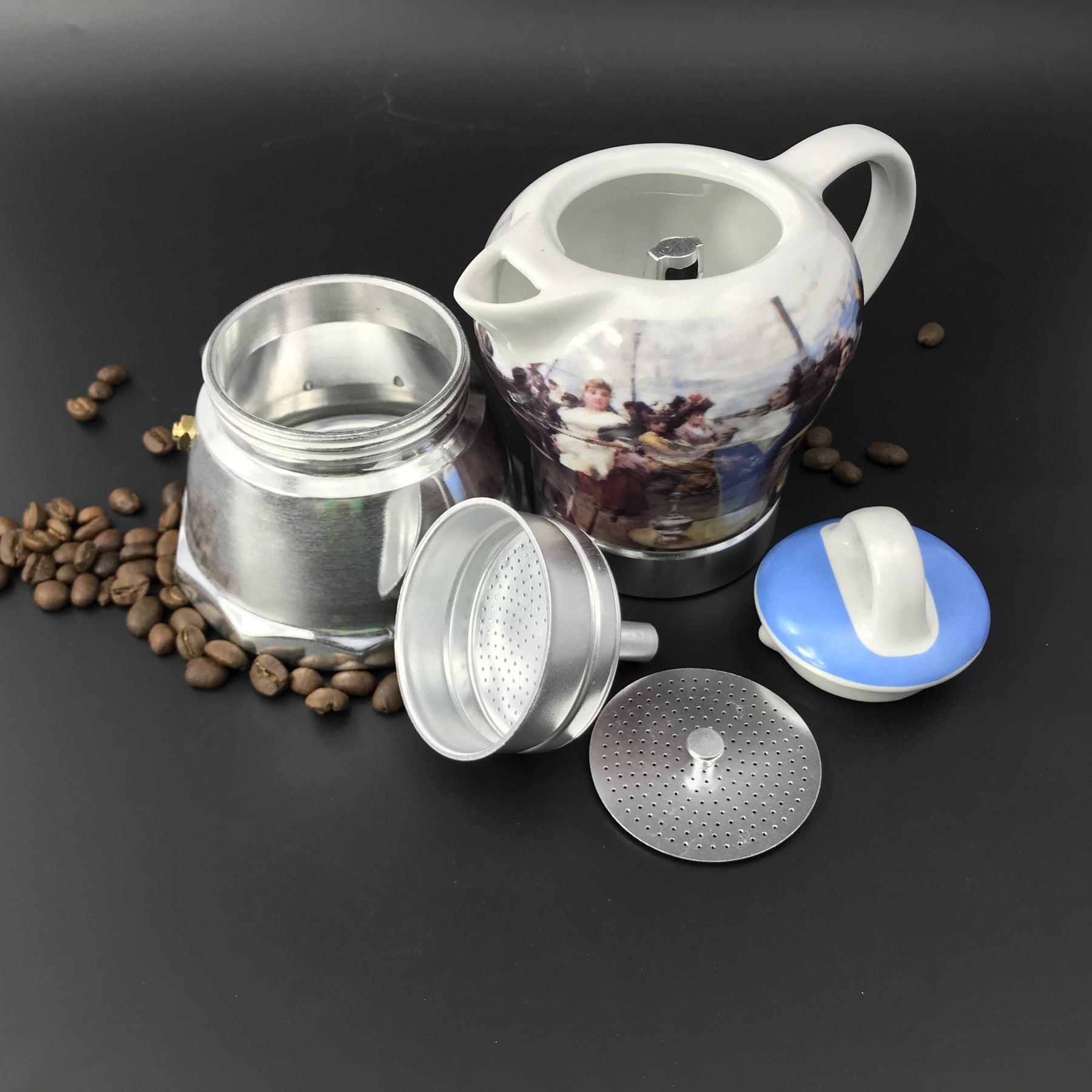 Premium Afternoon Tea Vintage Ceramic Stovetop Espresso Maker 200ml