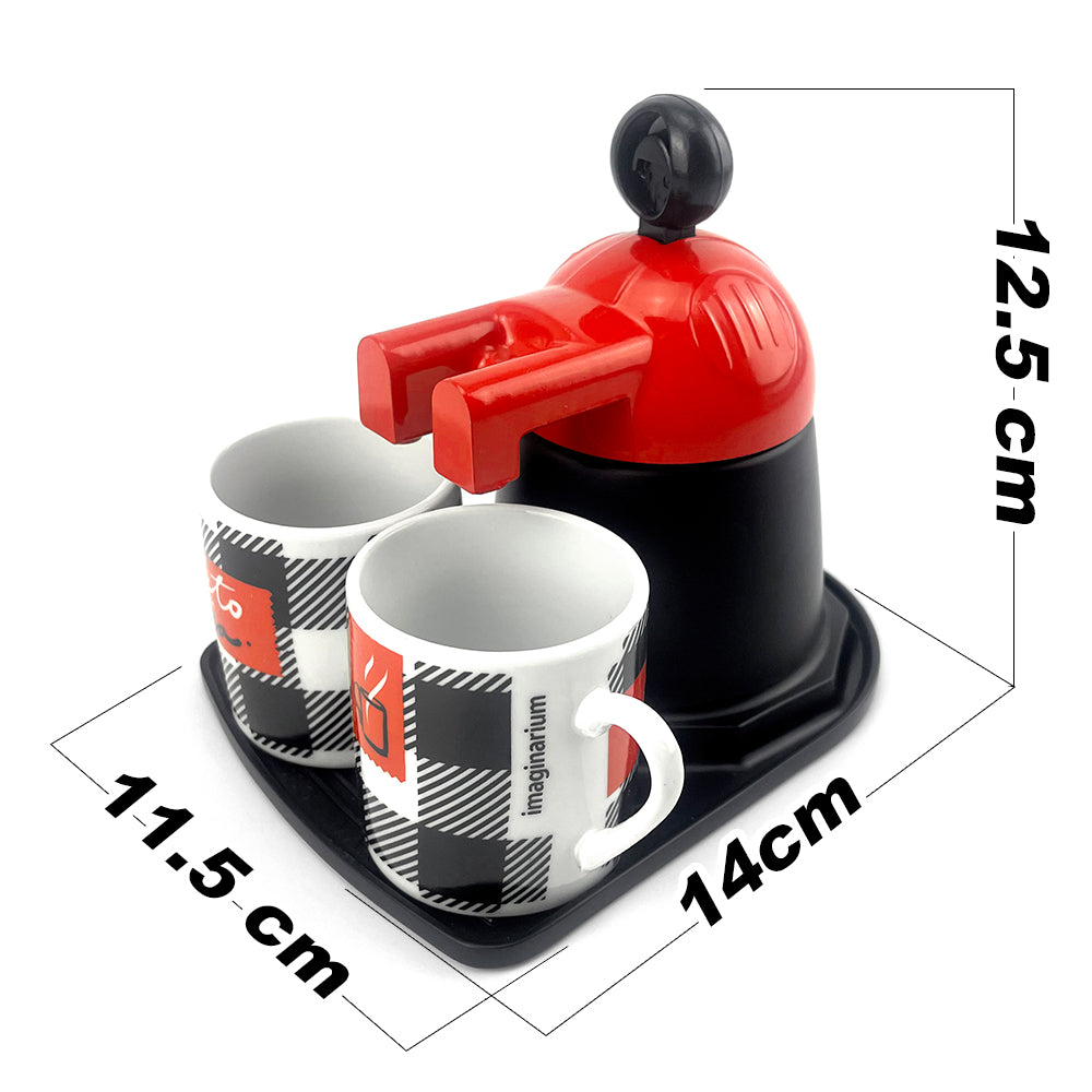 Premium Red 2 Cup Ceramic Stovetop Espresso Coffee Maker Set