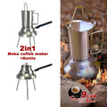 Premium 2 in 1 Stainless Steel Camping Moka Pot 9 Cup 600ml Kettle