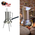 Premium 2 in 1 Stainless Steel Camping Moka Pot 9 Cup 600ml Kettle