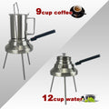 Premium 2 in 1 Stainless Steel Camping Moka Pot 9 Cup 600ml Kettle