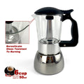 Borosilicate Glass Stainless Steel Moka Pot Coffee Maker Italian Espresso 6Cups - SuperSaverAU - view 1