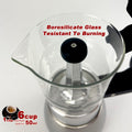 Borosilicate Glass Stainless Steel Moka Pot Coffee Maker Italian Espresso 6Cups - SuperSaverAU - view 3