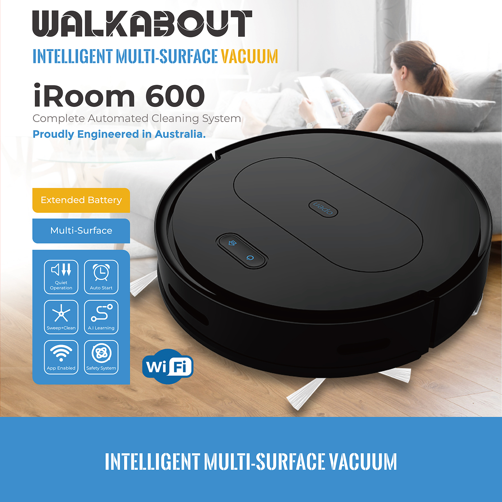 Walkabout iRoom 600 Smart Robot Vacuum and Mop With App-Based Automated Cleaning System - SuperSaverAU - view 4
