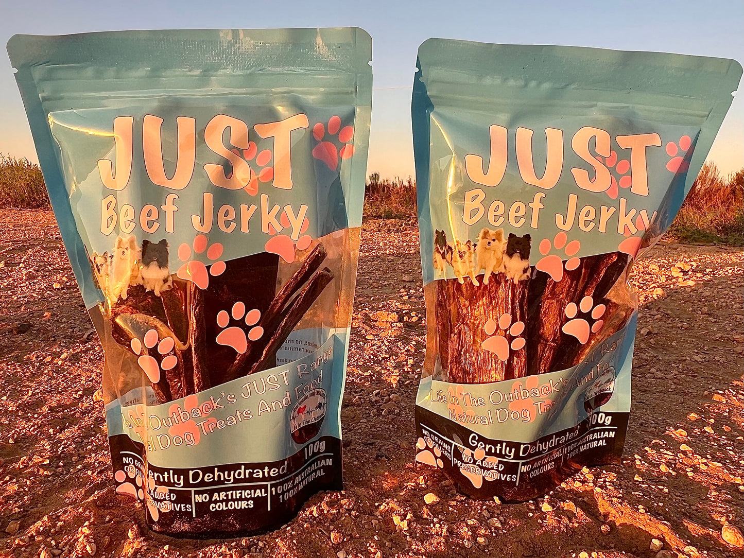Just Beef Jerky 100% Natural Dog Treats - High Protein, Australian Made, 100g