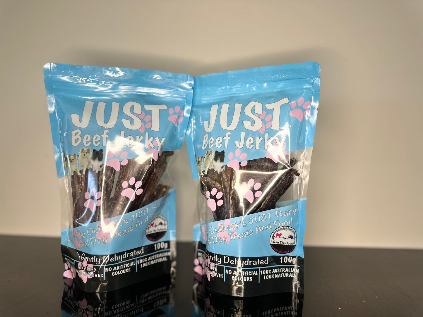 Just Beef Jerky 100% Natural Dog Treats - High Protein, Australian Made, 100g