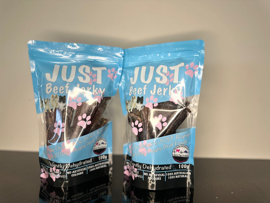 Just Beef Jerky 100% Natural Dog Treats - High Protein, Australian Made, 100g - SuperSaverAU - view 2