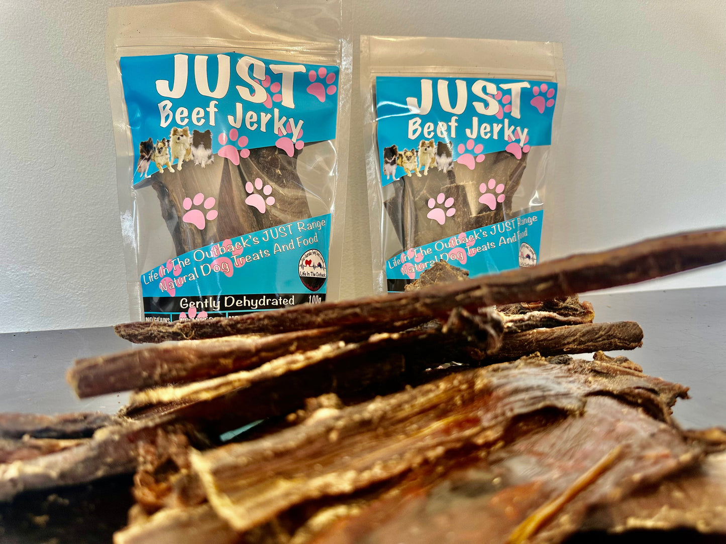 Just Beef Jerky 100% Natural Dog Treats - High Protein, Australian Made, 100g