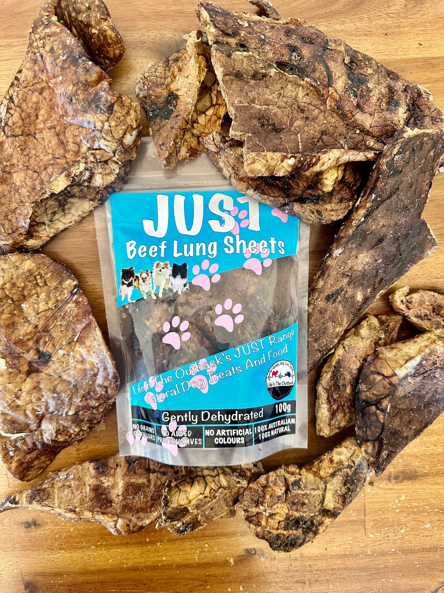 Life in the Outback Just Beef Lung Sheets - 100% Natural, Australian Sourced