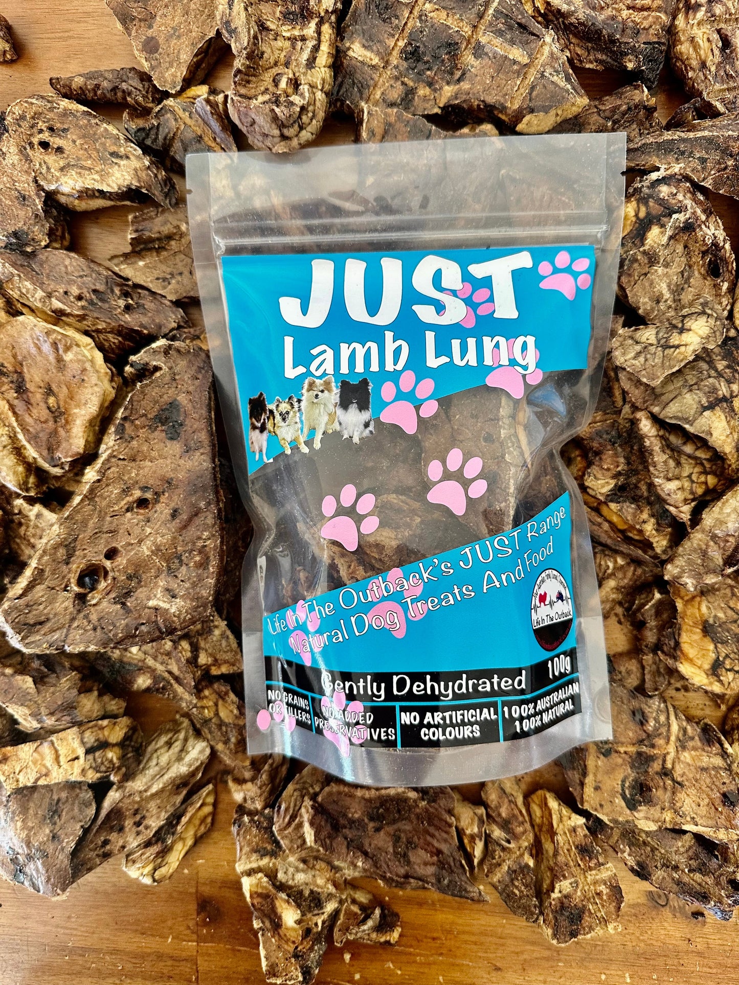 Life in the Outback Just Lamb Lung Treats - 100g, 100% Australian, Allergen-Free