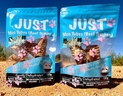 Just Moo Tubes Beef Trachea 100% Natural Dog Treats, Australian Sourced