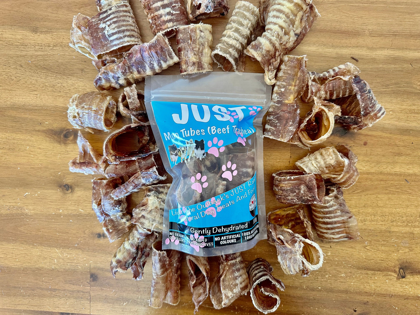 Just Moo Tubes Beef Trachea 100% Natural Dog Treats, Australian Sourced