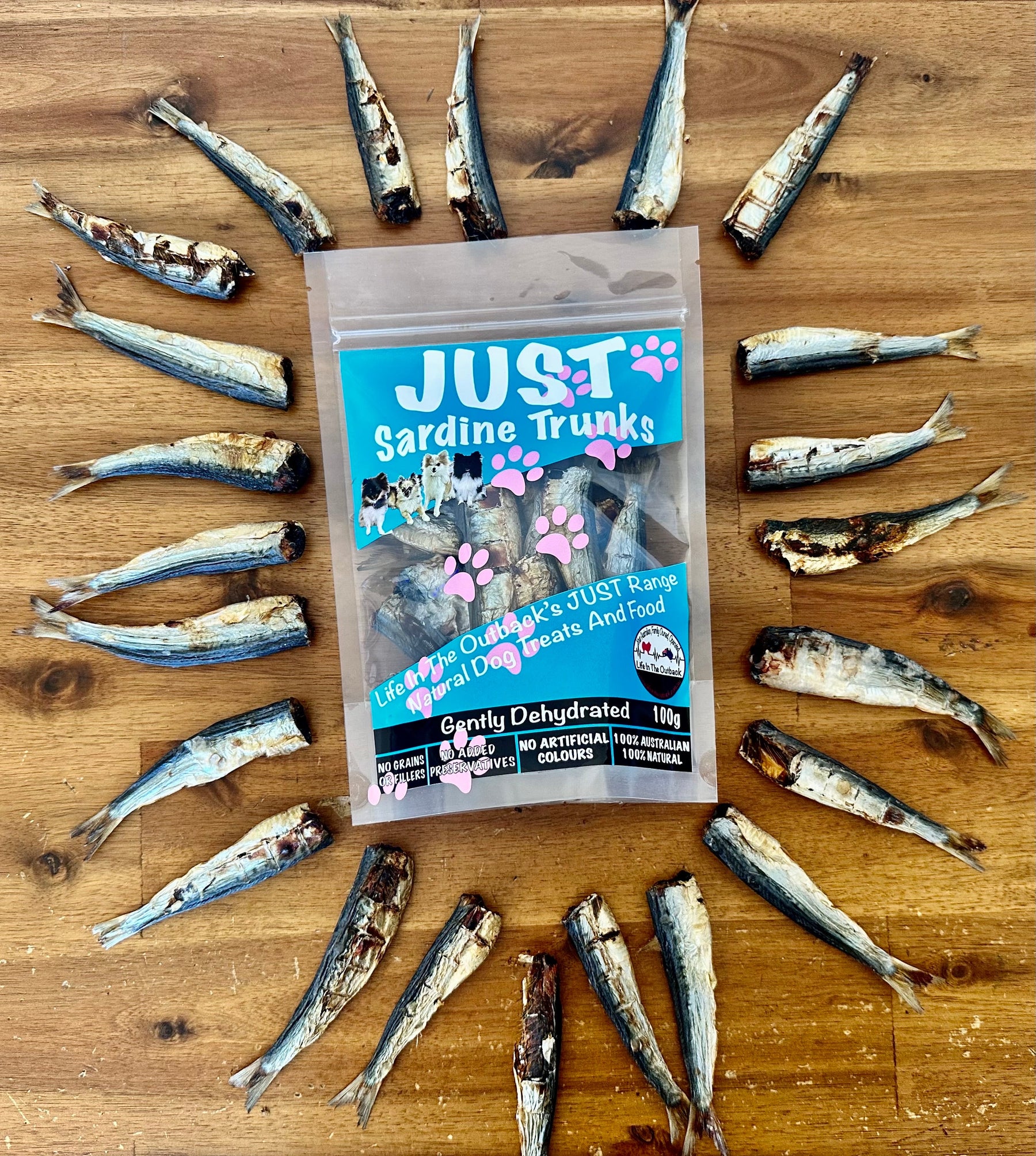 Life in the Outback Just Sardine Trunks - 100% Natural Australian Dog Treats - SuperSaverAU - view 2