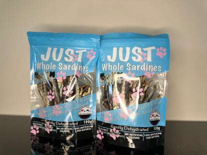 Just Whole Sardines - 100% Australian Natural Dog Treats, Nutrient-Rich, Allergen-Free