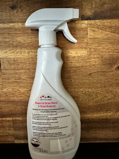 Life In The Outback Urine Odour and Stain Remover 500ml - Enzyme-Based, Pet-Friendly