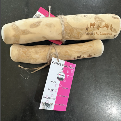 Life in the Outback Coffee Wood Chews - X-Large, Eco-Friendly, 100% Vegan