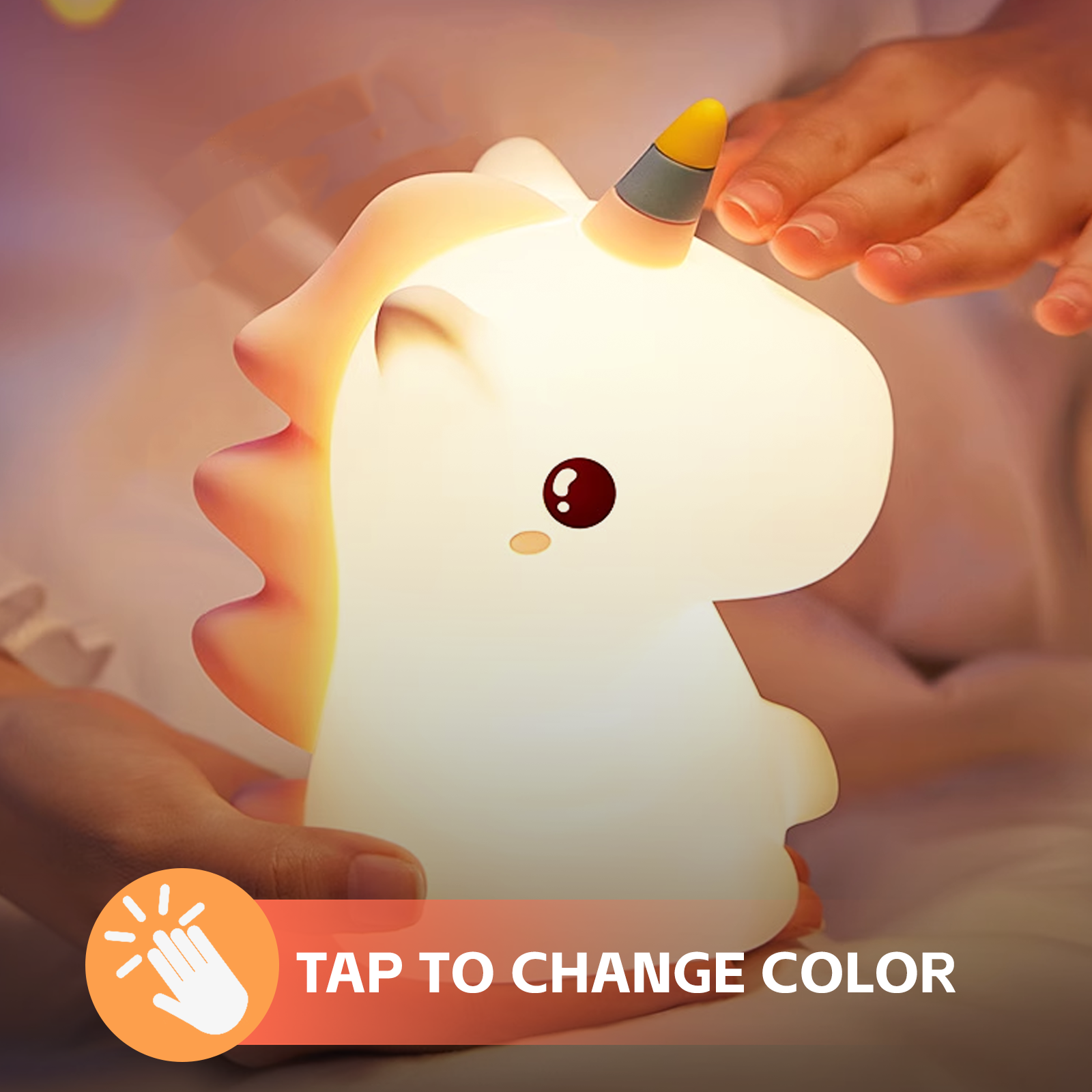 Squishy Unicorn Night Light - 14x8x8 cm, Rechargeable, 8 Colors, Soft Silicone - SuperSaverAU - view 4