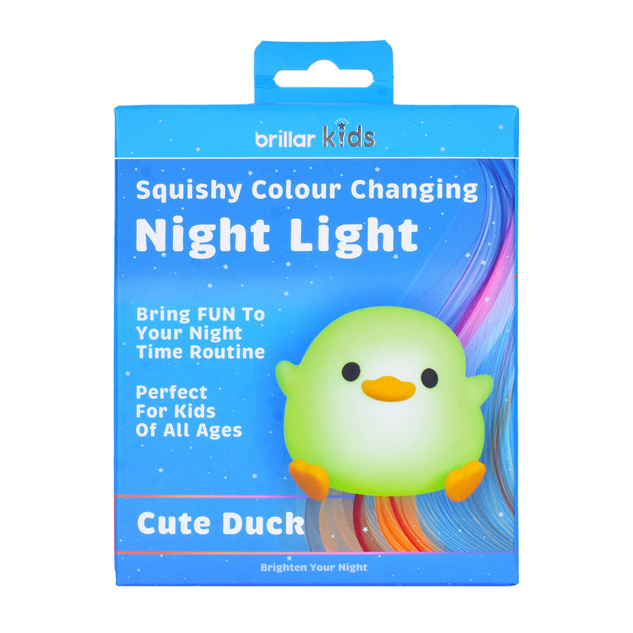 Cute Duck Night Light - 9x10x9 cm, Rechargeable, 8 Colors, Soft Silicone - SuperSaverAU - view 1