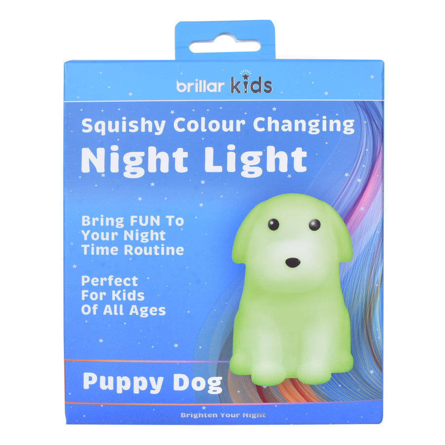 Premium Squishy Dog Night Light – USB Rechargeable with Tap Colour Change