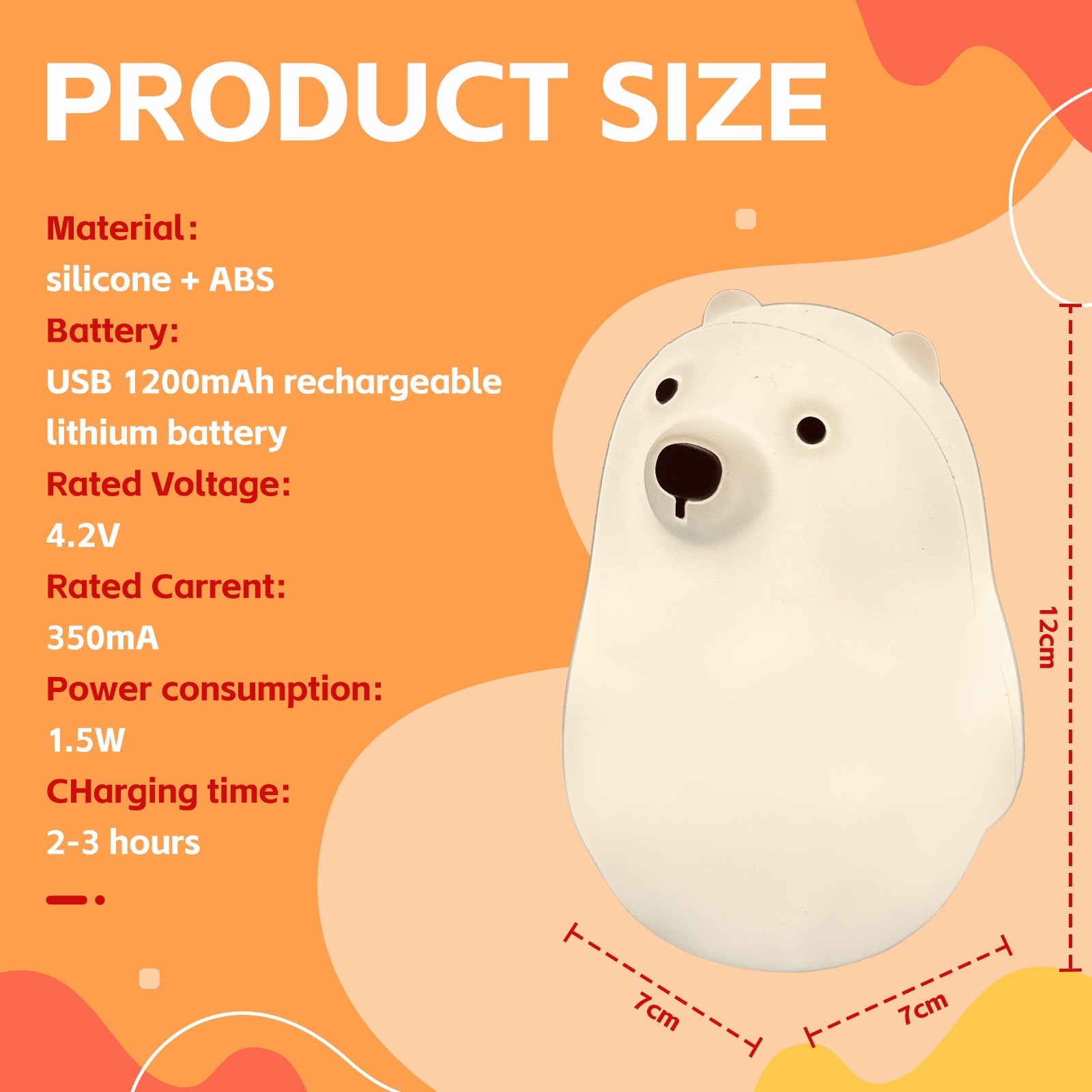 Premium Squishy Polar Bear Night Light with 8 Colours