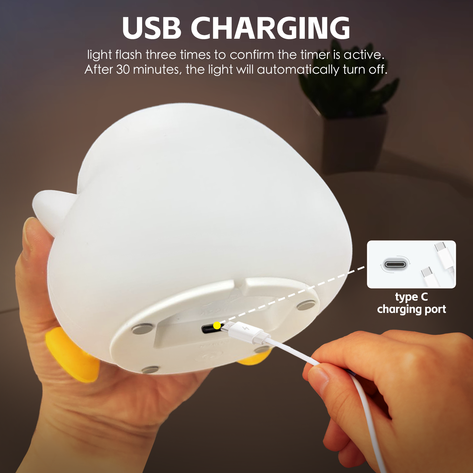 Squishy Capybara Rechargeable Silicone Night Light with Colour Changing Tap Control