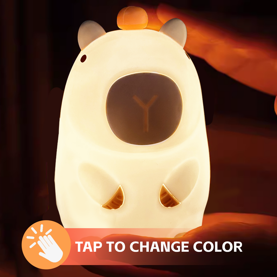 Squishy Capybara Rechargeable Silicone Night Light with Colour Changing Tap Control