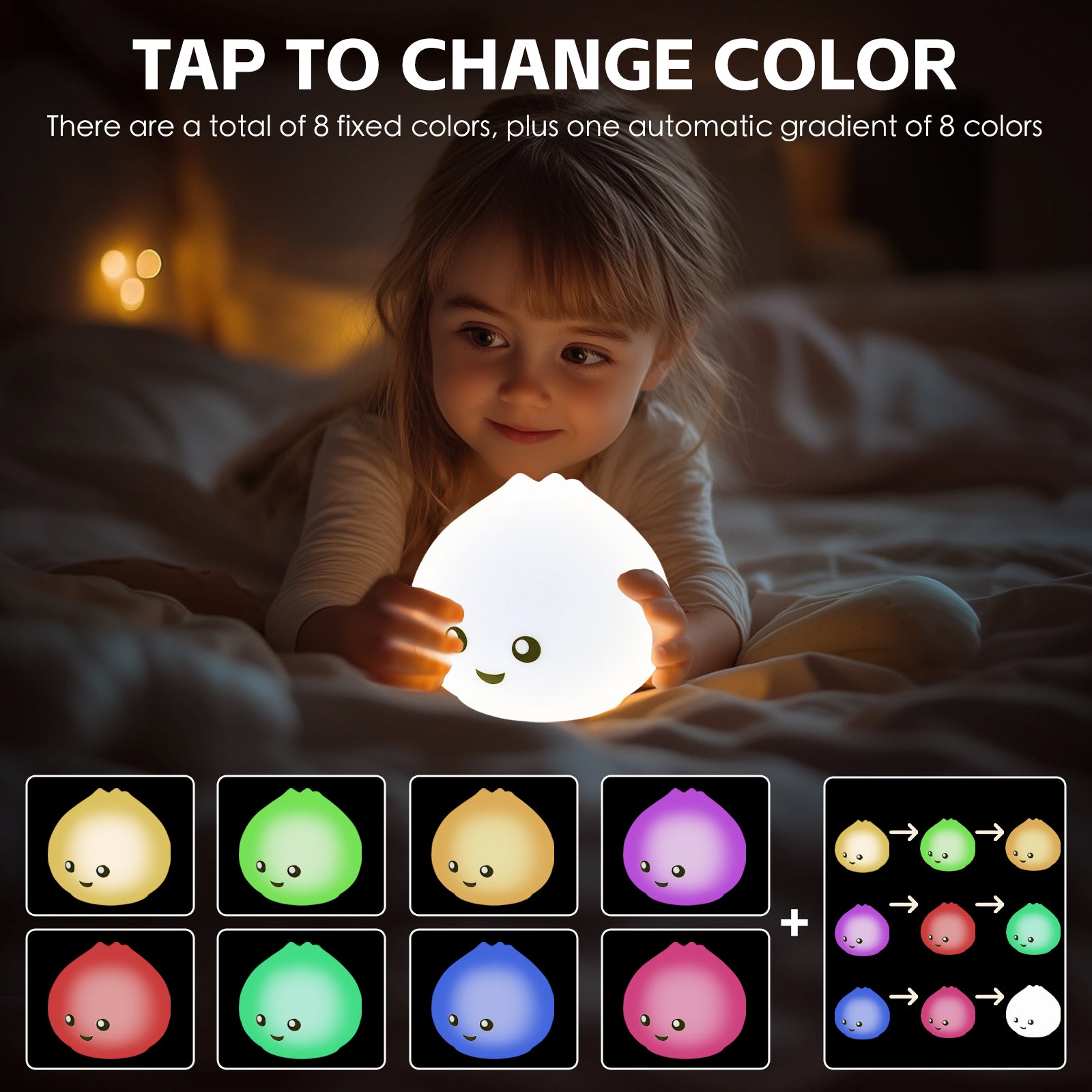 Premium Squishy Dumpling Silicone Night Light USB Rechargeable