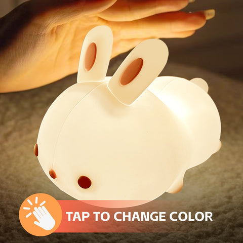 Squishy Cute Bunny Rechargeable Silicone Night Light for Kids Bedroom Nursery