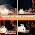 Squishy Cute Bunny Rechargeable Silicone Night Light for Kids Bedroom Nursery