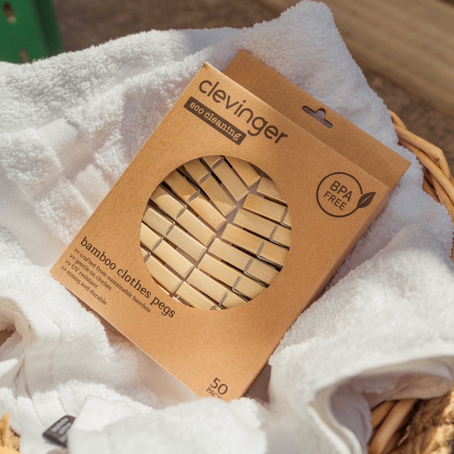 Premium Bamboo Clothes Pegs – 100 Pack Natural Laundry Pegs