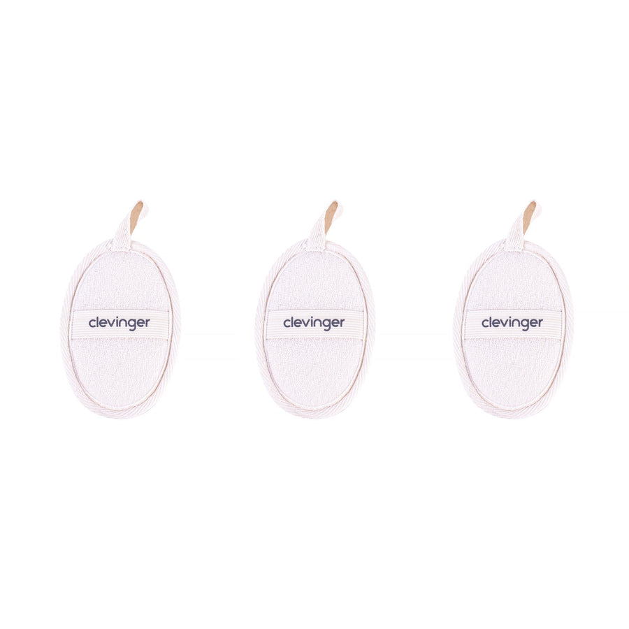 Clevinger Eco Oval Facial Loofah Pads 3 Pack Natural Exfoliating Skincare Sponges