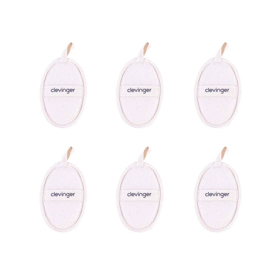 Clevinger Eco Oval Facial Loofah Pads 6 Pack Natural Exfoliating Skincare Sponges