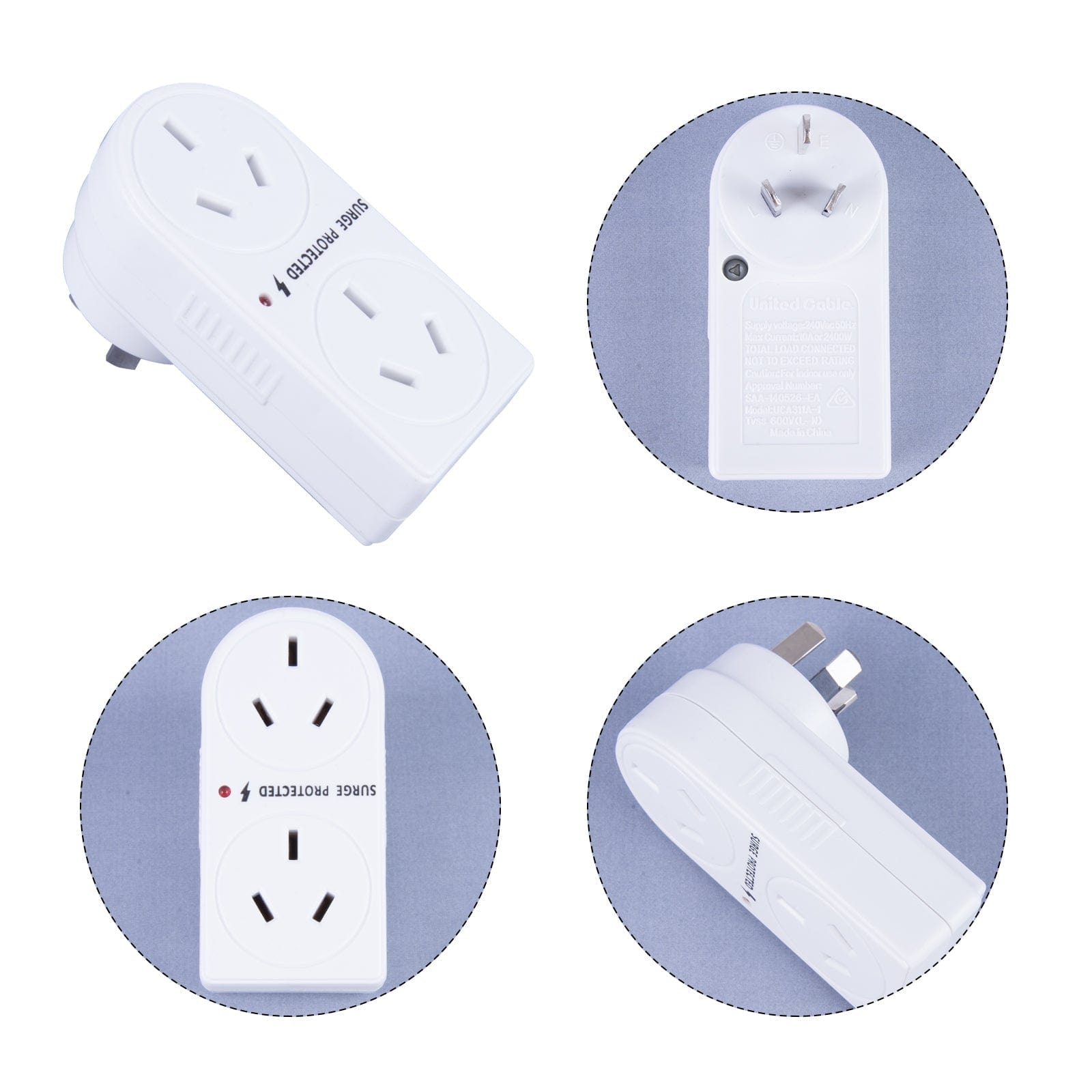 Premium 2400W Double Vertical Power Adapter with Surge Protection