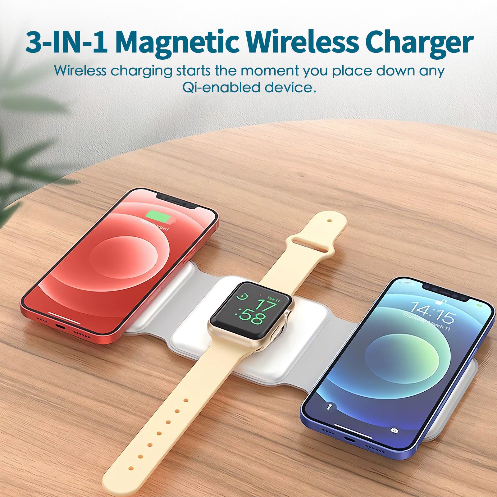 3-in-1 Wireless Charging Station with 15W Fast Charge for Apple Devices - SuperSaverAU - view 3