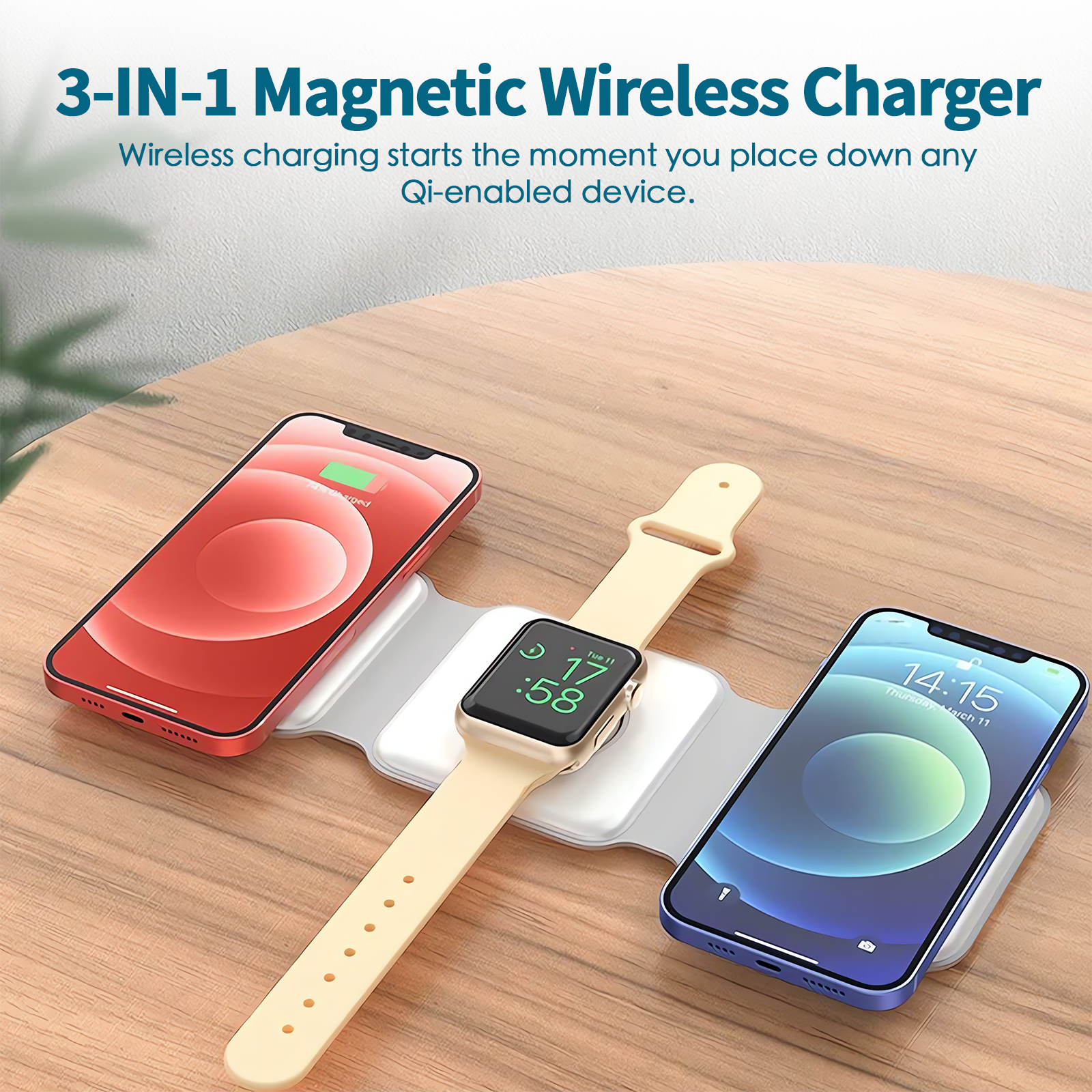 3-in-1 Wireless Charging Station with 15W Fast Charge for Apple Devices - SuperSaverAU - view 3