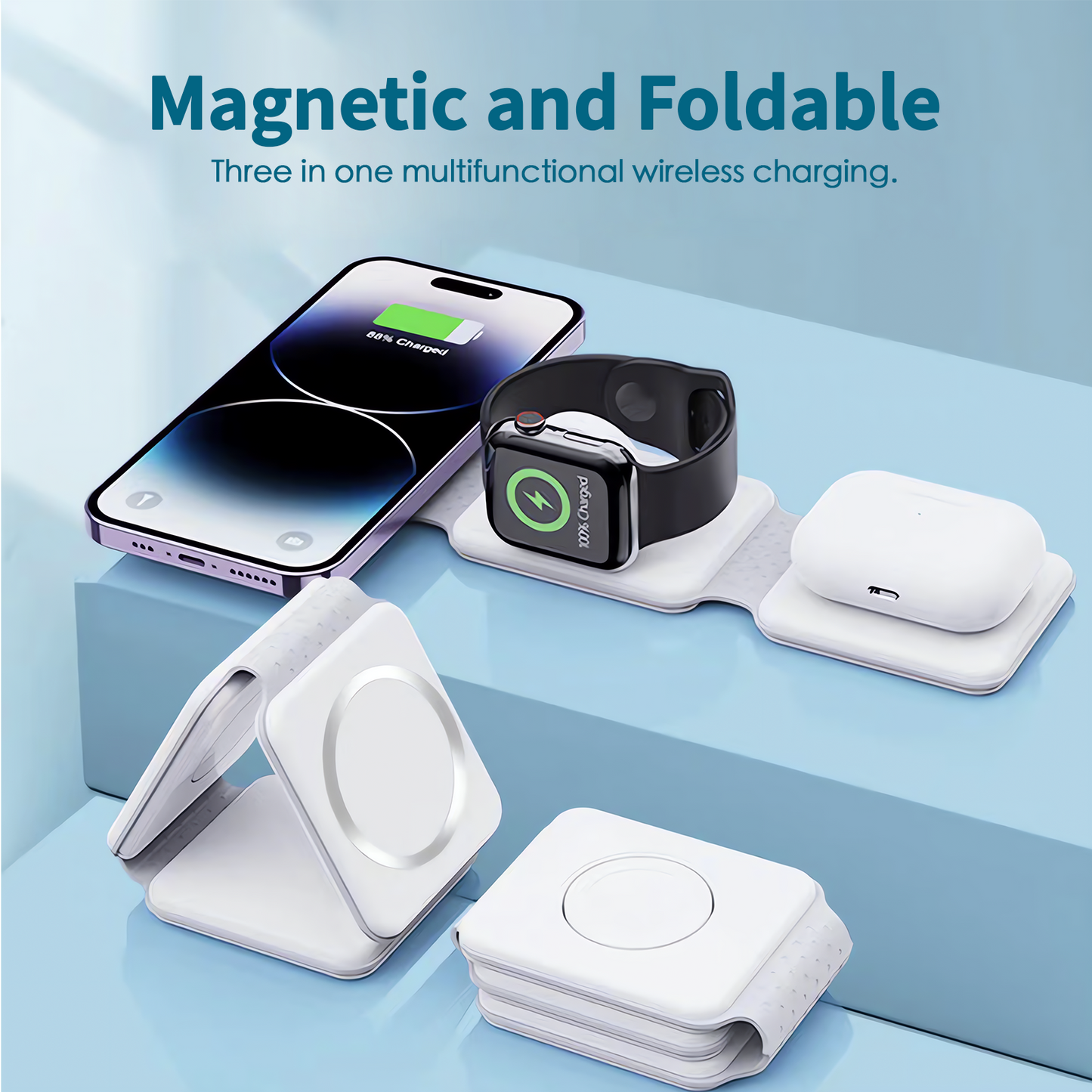3-in-1 Wireless Charging Station with 15W Fast Charge for Apple Devices