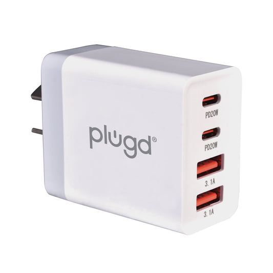 Compact 40W 4-Port Wall Charger USB C & A for Fast Charging