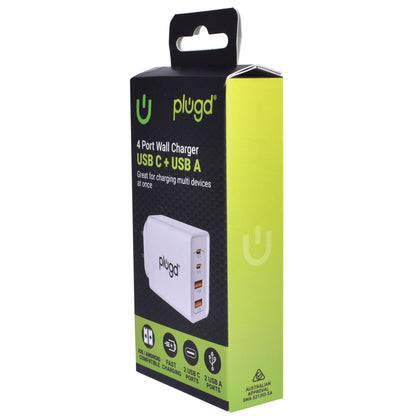 Compact 40W 4-Port Wall Charger USB C & A for Fast Charging