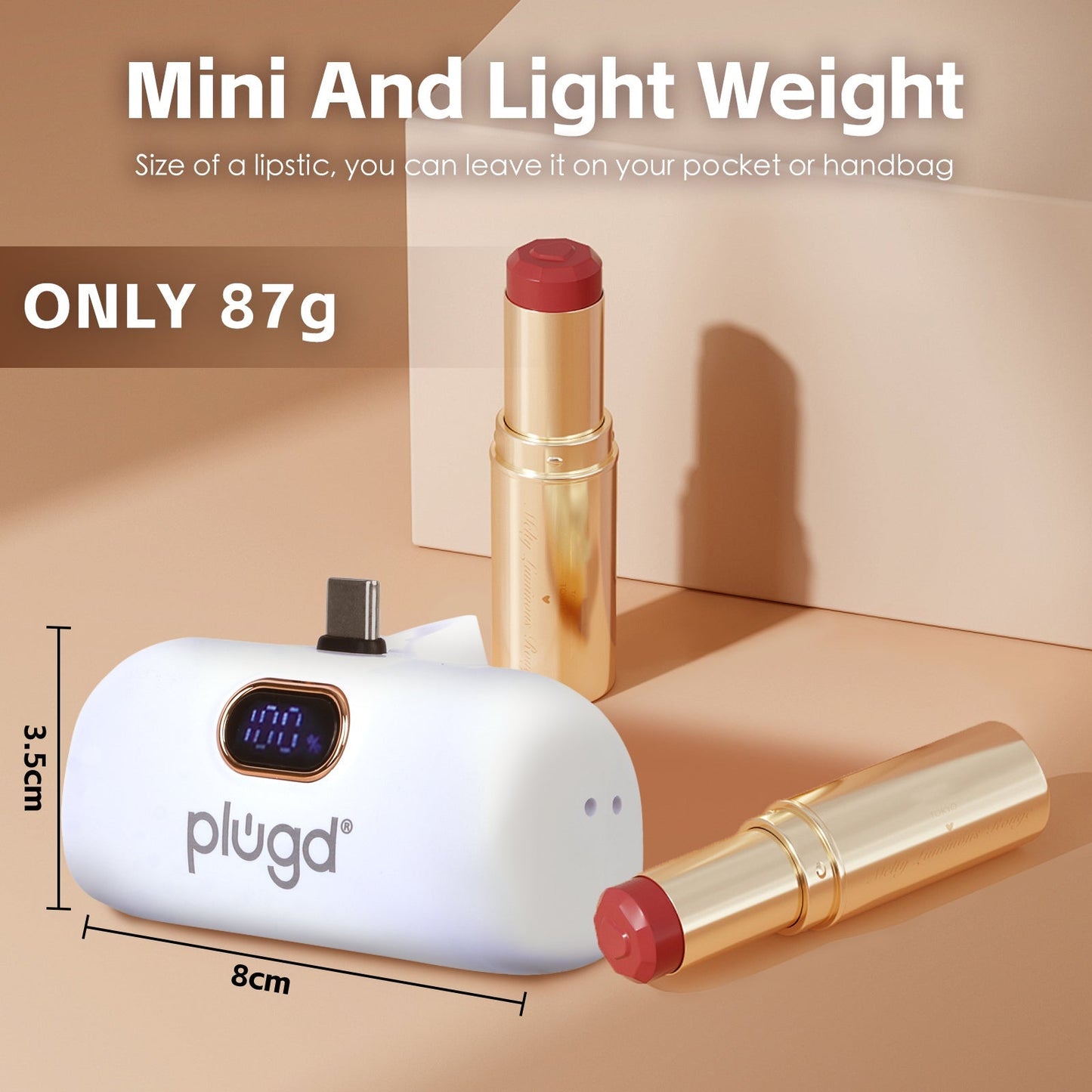 5000mAh Mini USB-C Fast Charge Power Bank - 18.5W