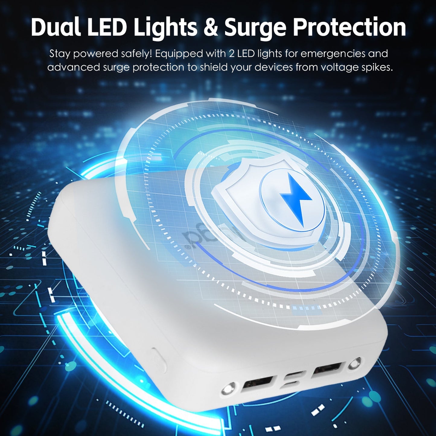 5000mAh Portable Power Bank with 4 Built-in Cables & LED Light