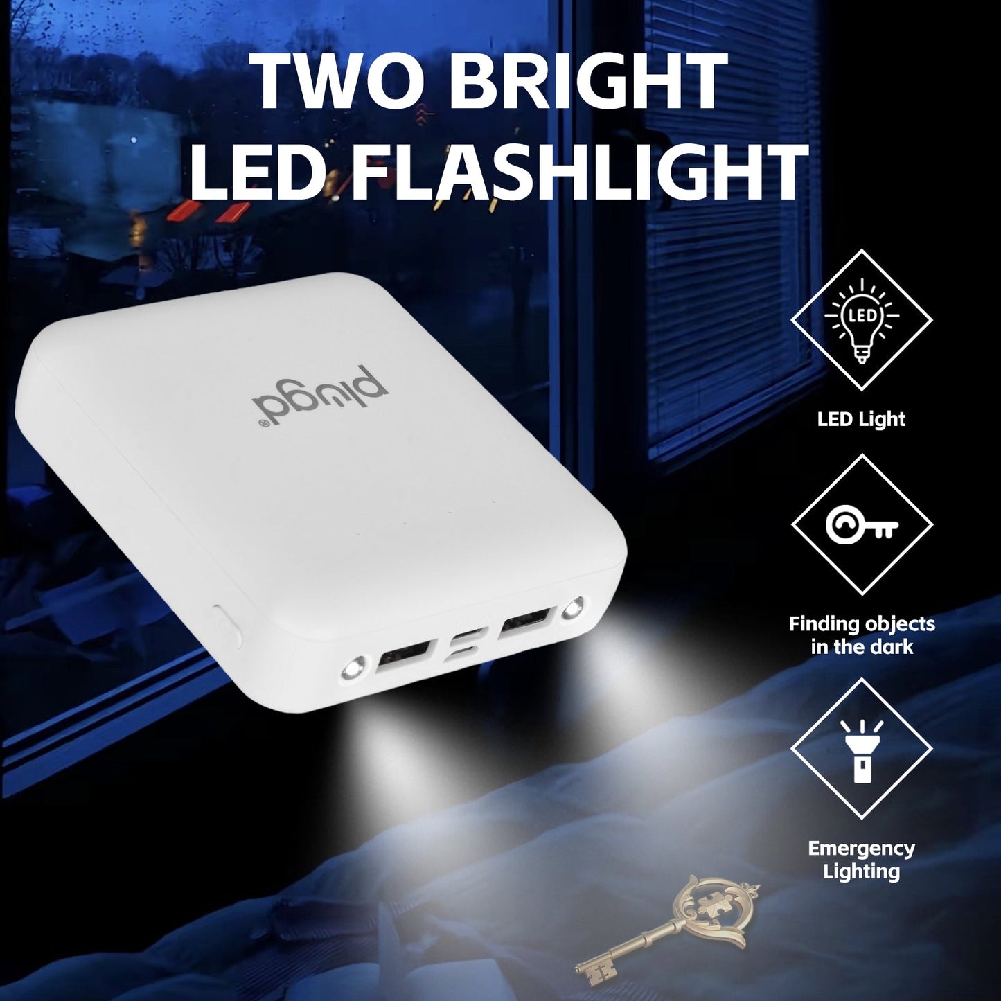 5000mAh Portable Power Bank with 4 Built-in Cables & LED Light