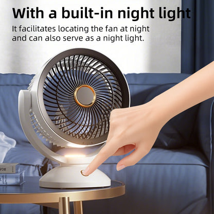 2000mAh Rechargeable Desk Fan - Stylish & Portable Cooling