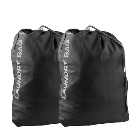 Premium Water-Resistant Travel Laundry Bags – Black 2 Pack with Drawstring