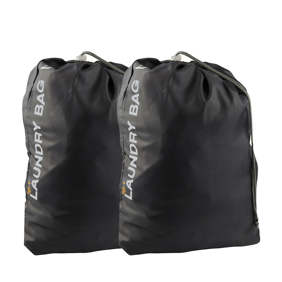 Premium Water-Resistant Travel Laundry Bags – Black 2 Pack with Drawstring