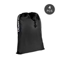 Premium Water-Resistant Travel Laundry Bags – Black 4 Pack with Drawstring