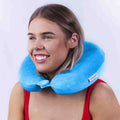 Premium Deluxe Memory Foam Travel Pillow – Blue with Snap Closure