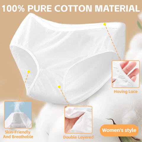 Flightmode Women's Disposable Underwear, 100% Cotton, L/XL, 5 Pcs, Hygienic & Lightweight - SuperSaverAU - view 3