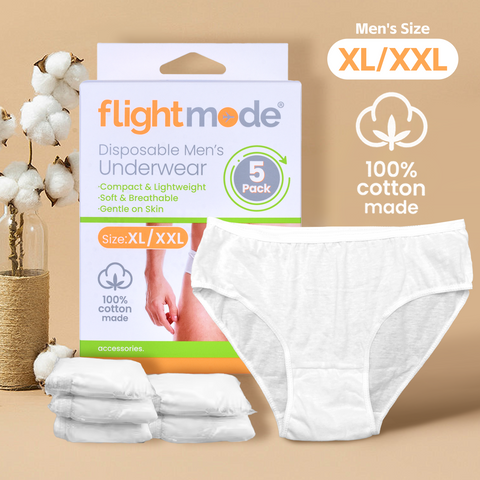 Flightmode Disposable Men's Underwear, 100% Cotton, XL/XXL, 5 Pcs, Lightweight - SuperSaverAU - view 3