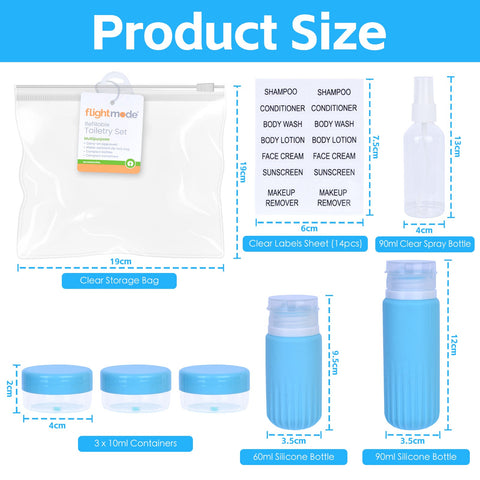 8 Pcs Travel Bottles Set for Toiletries - Eco-Friendly Silicone, TSA Approved - SuperSaverAU - view 2