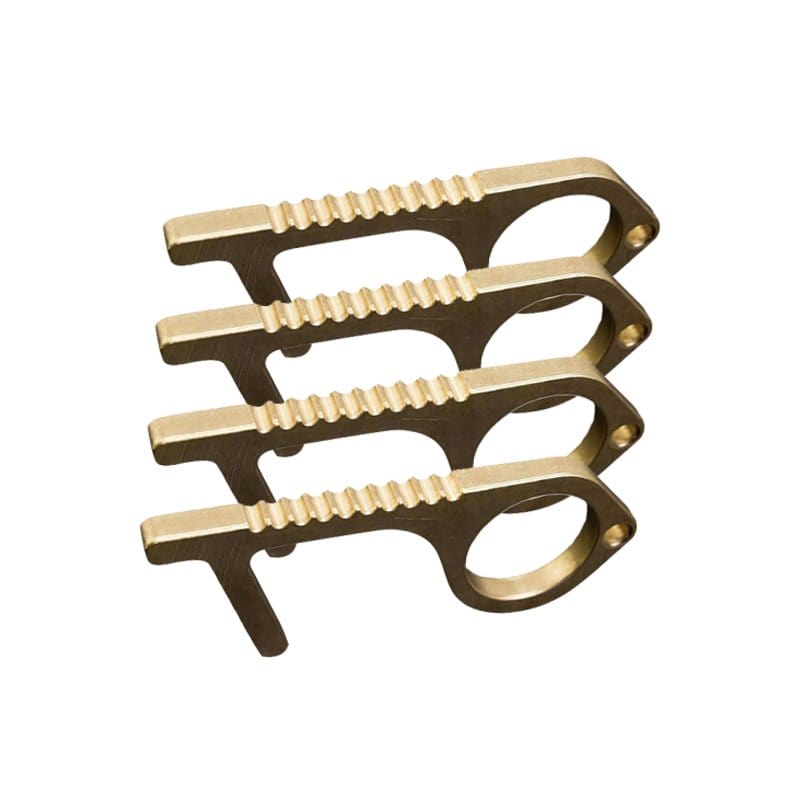 Antimicrobial Brass Hygiene Hand Key 4 Pack Door Opener and Button Press Tool
